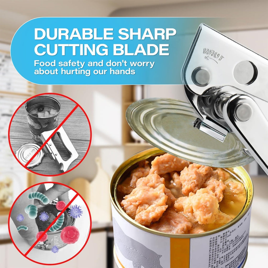 Commercial Can Opener Manual Heavy Duty Stainless Steel Handheld Smooth Edge Can Opener for Seniors for Kitchen