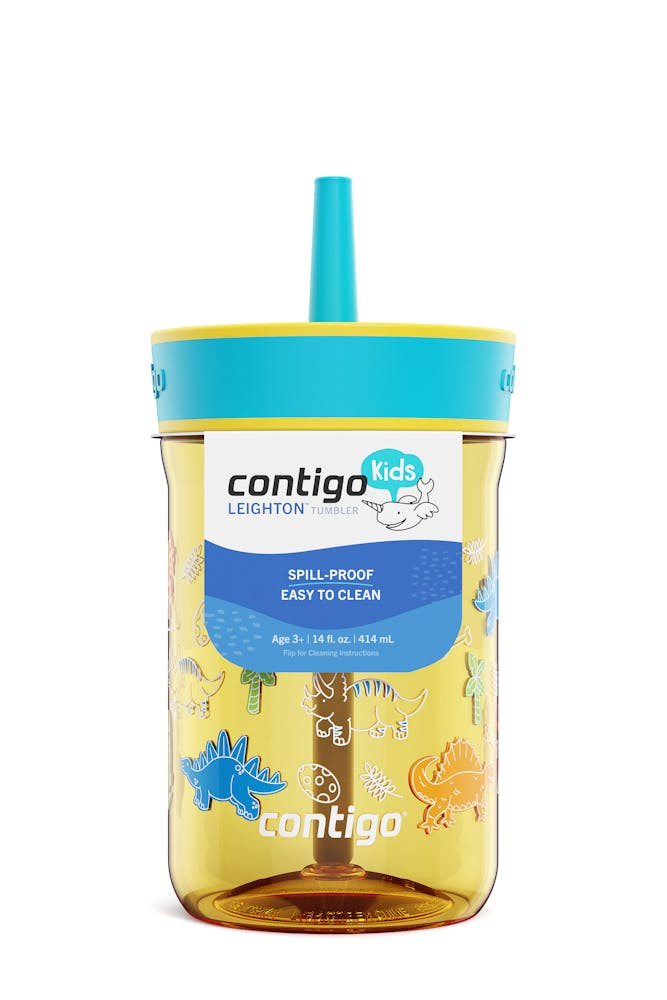 Contigo® Kids Leighton Spill-Proof Tumbler with Straw, 14 oz - Pineapple Blue Raspberry & Little Dinos