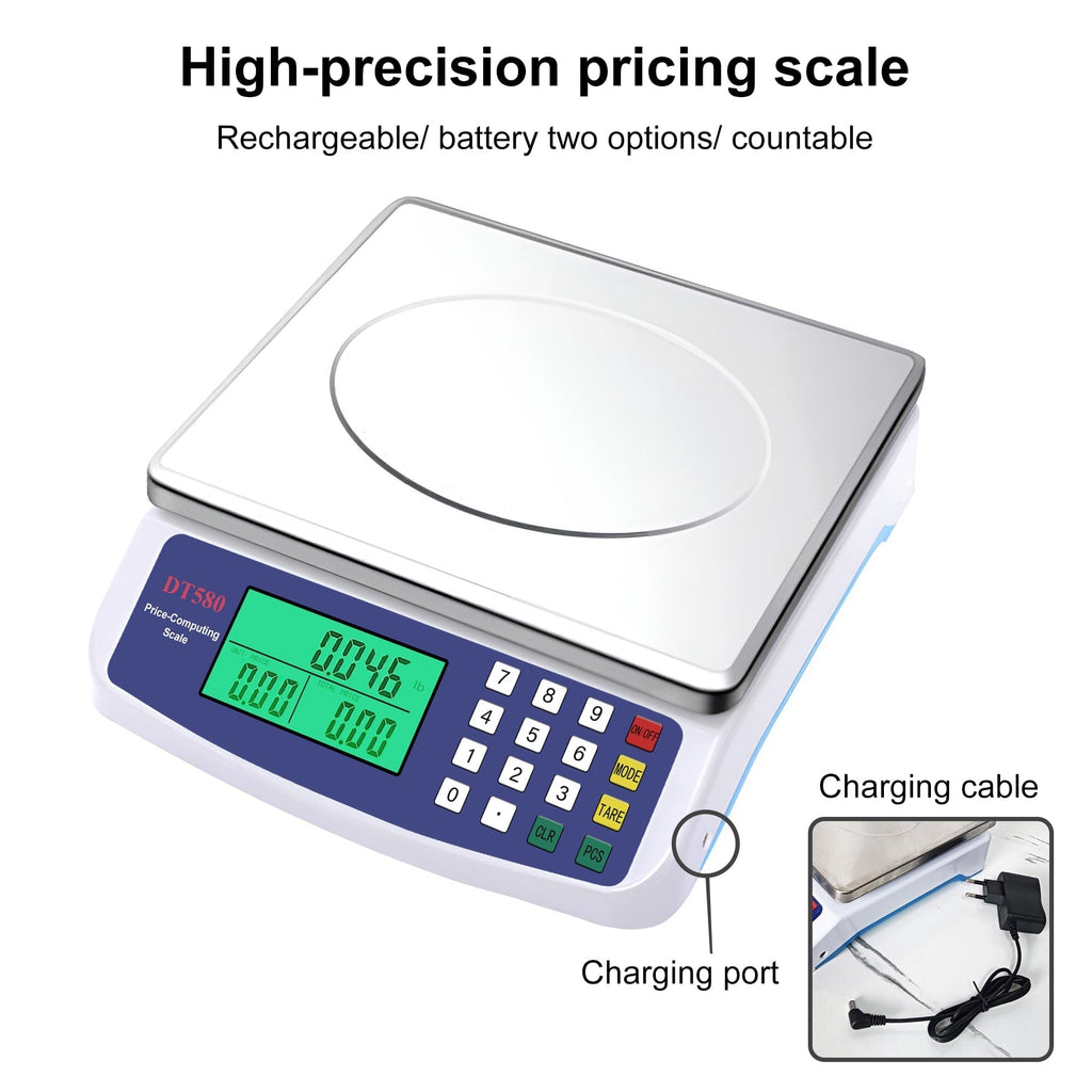 Food Scale, Large Digital Kitchen Scale,Plug-in and Battery Modes,for Cooking Baking,Silver