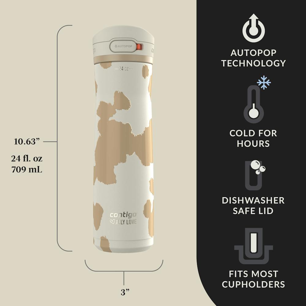 Contigo® x Ally Love Jackson Chill 2.0 Stainless Steel Water Bottle with AUTOPOP® Lid, 24oz - Oatmilk