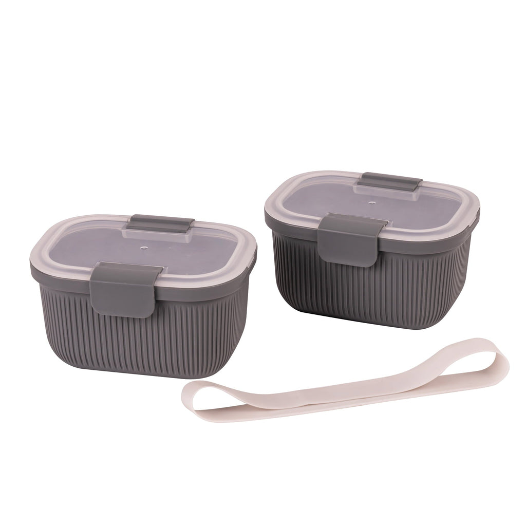 Plastic Food Storage Bento Snack Container, Rectangle, Grey, 19oz Capacity, Made for Portable Food Storage
