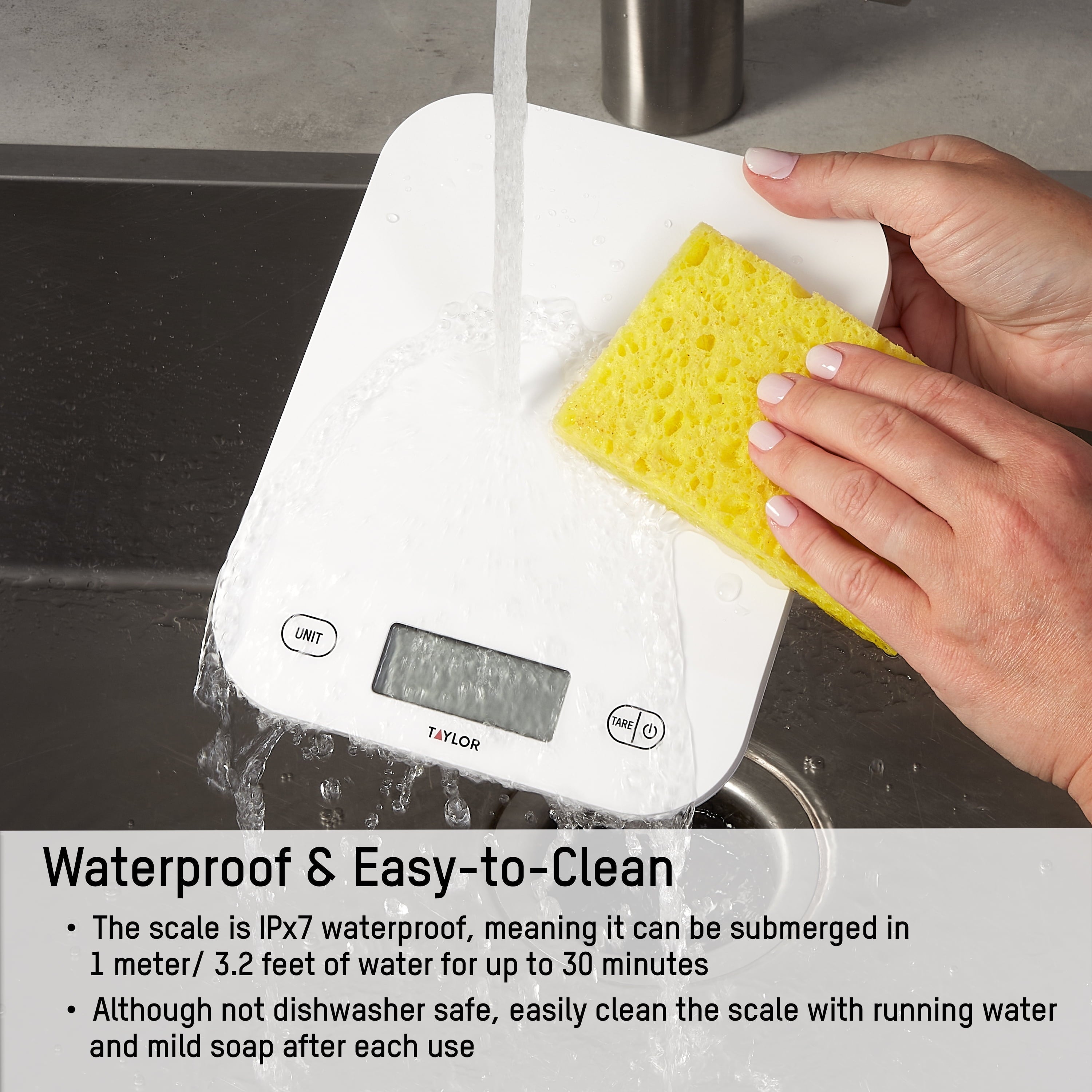 Digital Waterproof Kitchen and Food Scale with Grams & Ounces, White Capacity