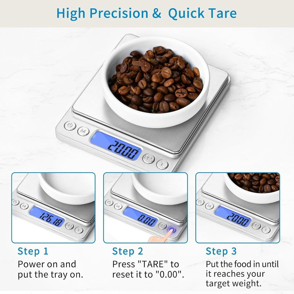 Digital Kitchen Scale, Food Scale, 500g x 0.01g Gram Scale, Cooking Food Scale with LCD Display, Small Pocket Scale w...