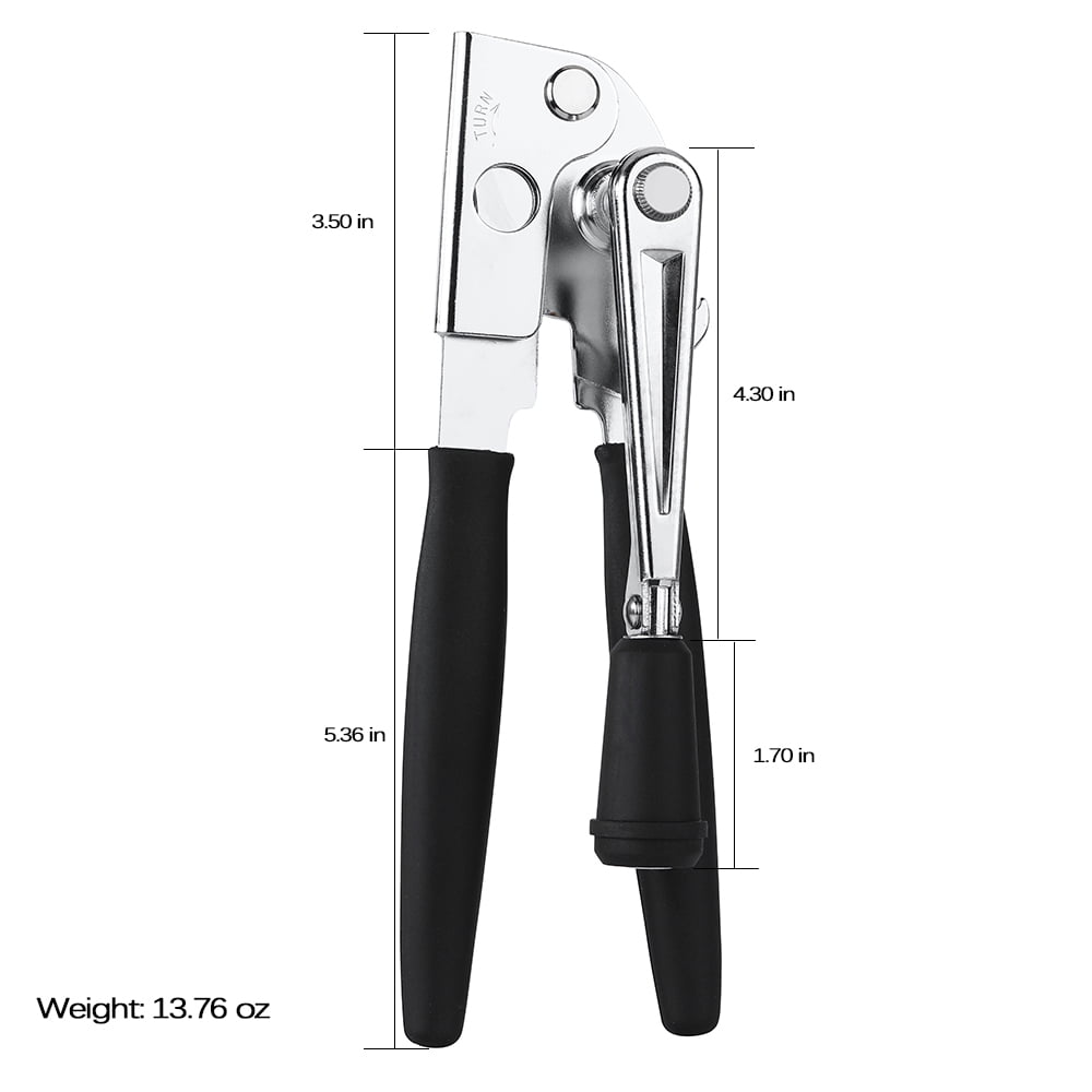 Manual Hand-Crank Commercial Heavy-Duty 2-in-1 Bottle Cap Can Opener with Ergonomic Rubber Grip - Arthritis Friendly ...