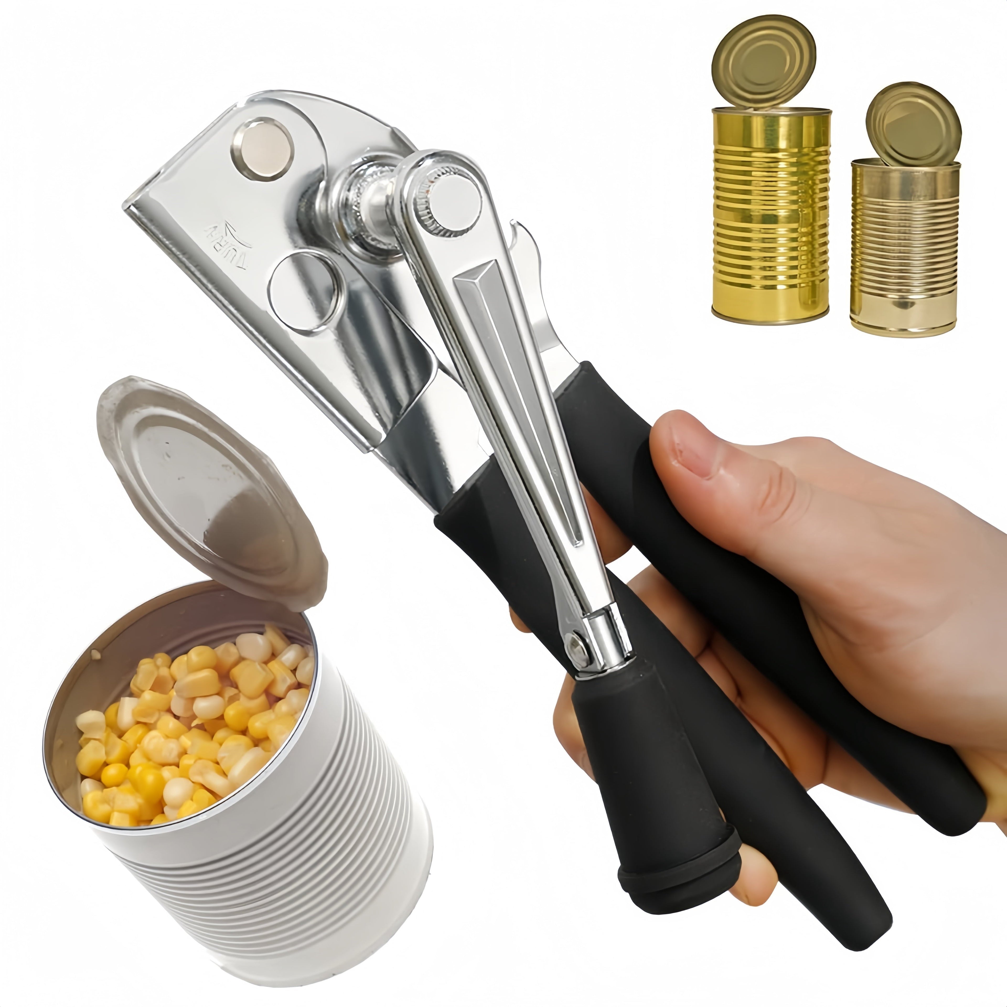Opener Stainless Steel Opener Manual Heavy Duty, Premium Hand Held Opener with Bottle Opener, Erg...