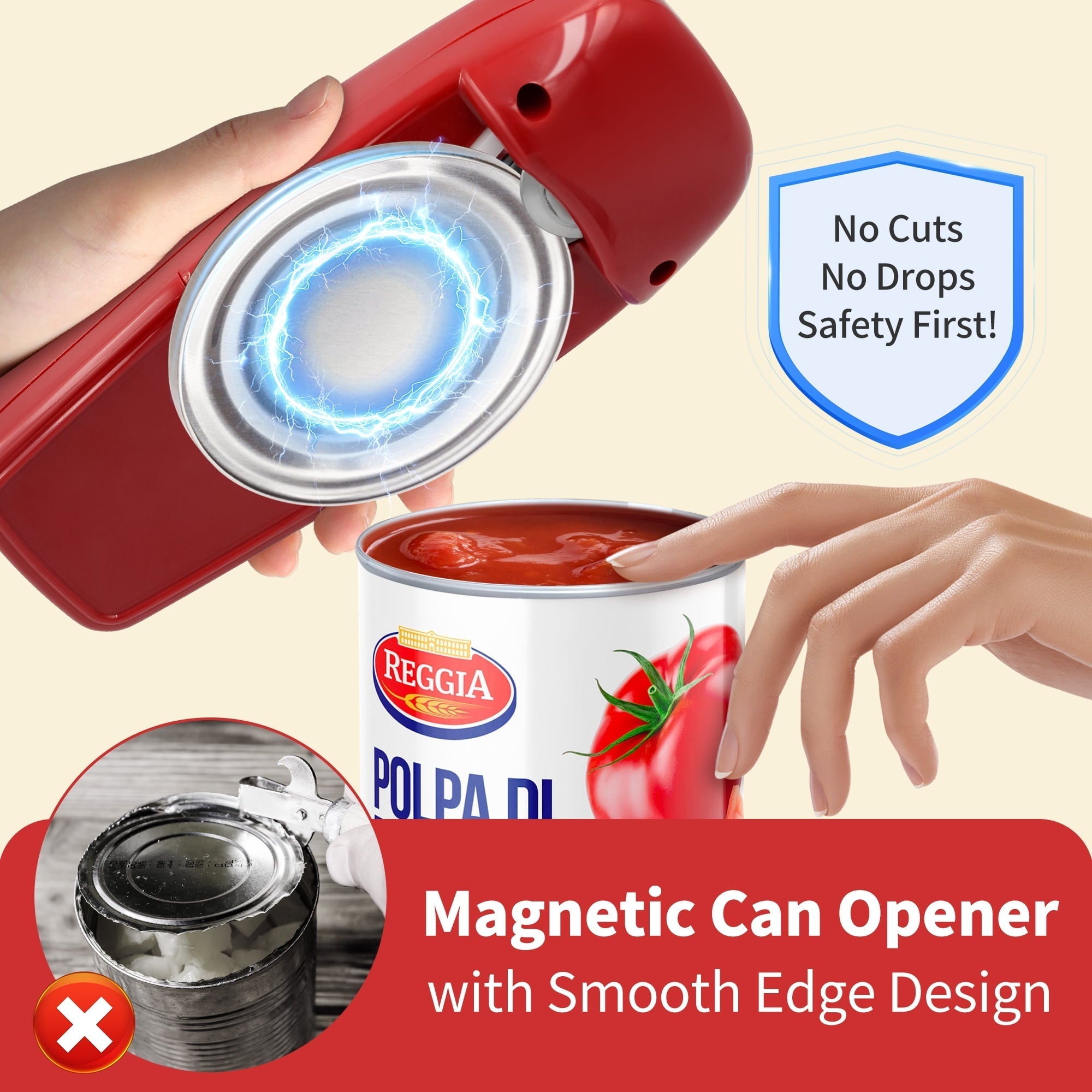 Electric Can Opener, One-Touch, Hands-Free Automatic Can Openers for Kitchen, Smooth Edge Safe for Food Prep...