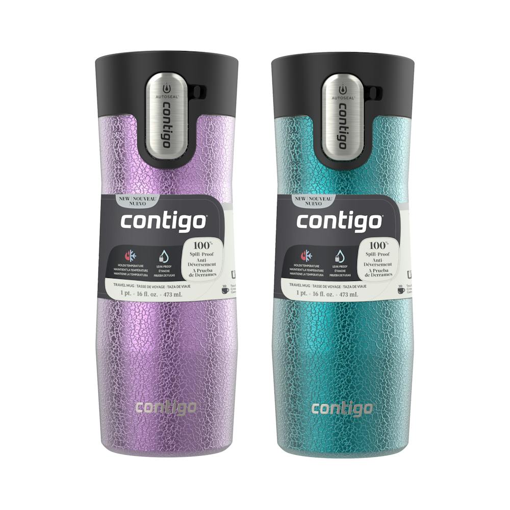Contigo® West Loop 3.0 Stainless Steel Travel Mug with AUTOSEAL® Lid, 16oz, 2-Pack - Crystal Pansy & Crystal Juniper