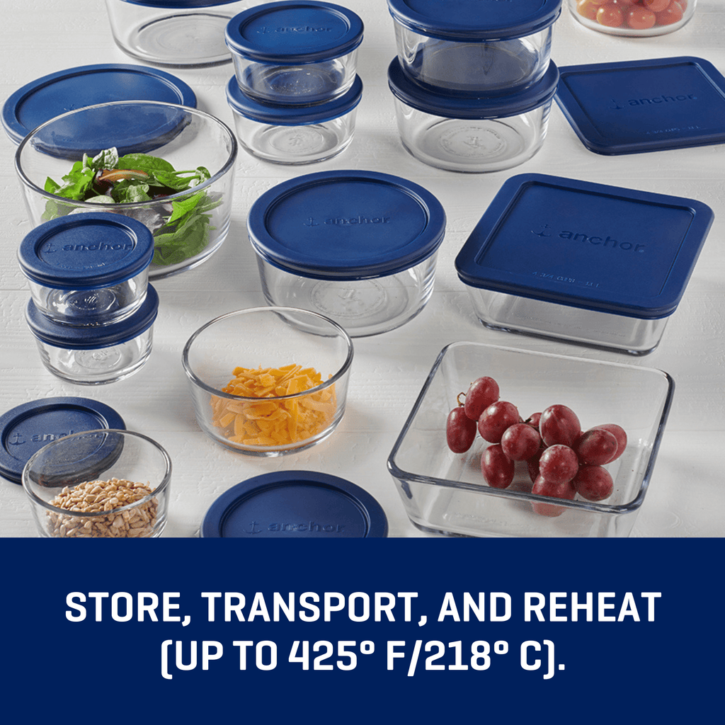 Glass Food Storage Containers with SnugFit Lids, 30 Piece Set