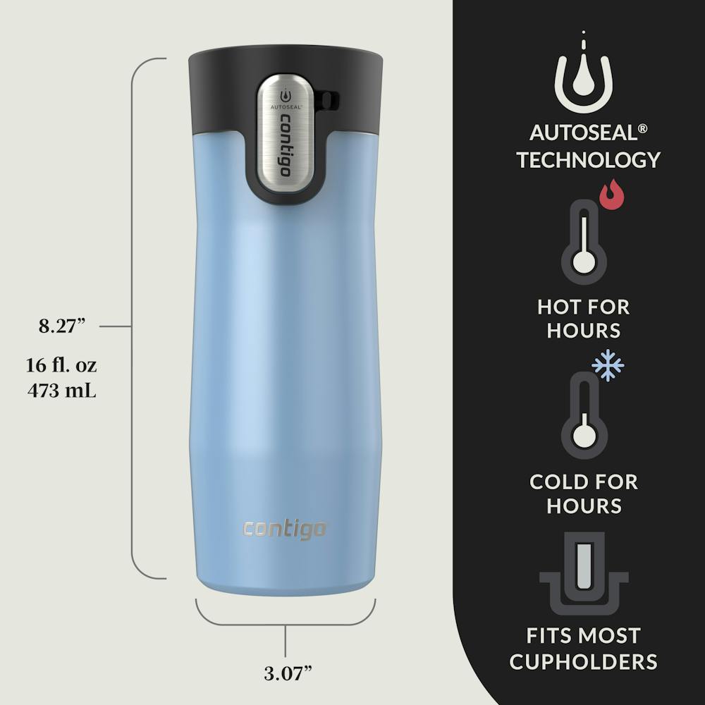 Contigo® West Loop 3.0 Stainless Steel Travel Mug with AUTOSEAL® Lid, 16oz, 2-Pack - Salt Frosted Pearl & Glacier Frosted Pearl
