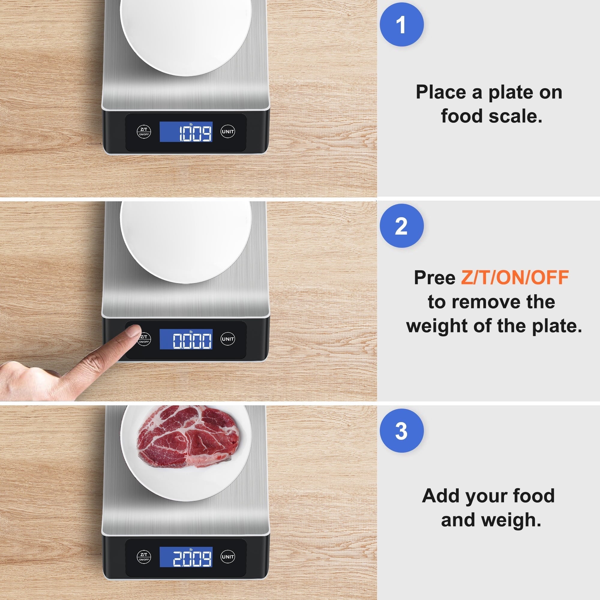 Food Scale, Kitchen Scale, Food Scales for Kitchen, LCD Display in Grams, Ounces, Pounds, Kilogram, Millilit...