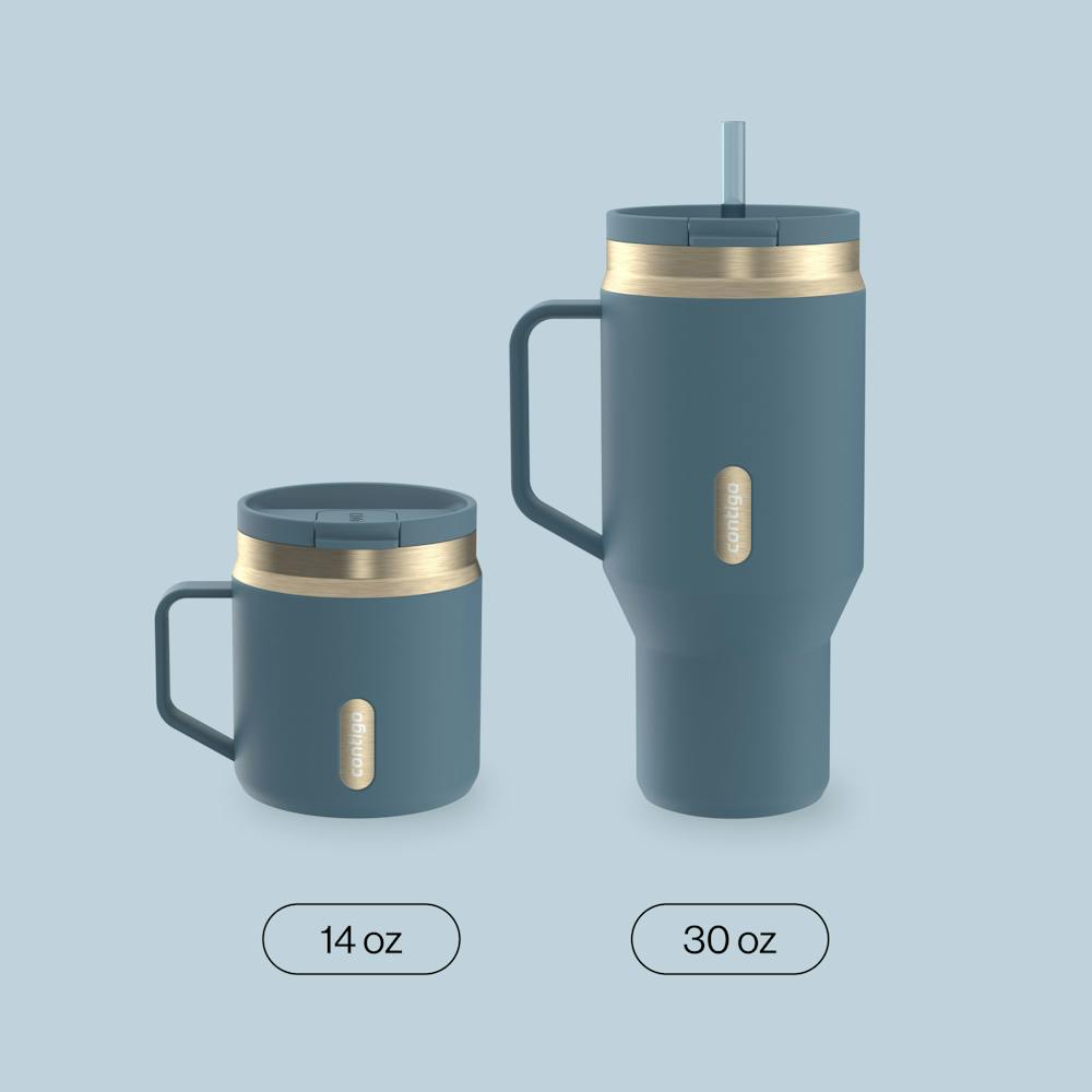 30 oz SnapSeal™ Tumbler (w/ Straw & Handle) - Denim Champagne