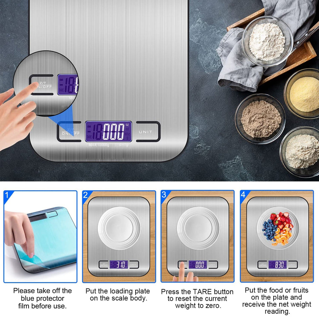 Digital Food Scale, 22lb Kitchen Scales Grams and Ounces for Weight Loss, Baking, Cooking, Keto and Meal Prep, with L...