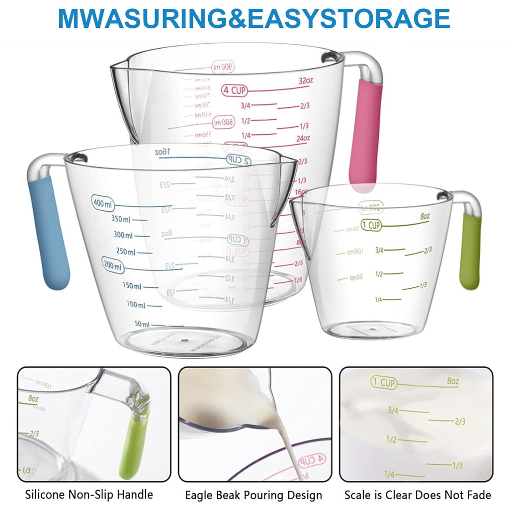 Square 14-Piece Measuring Cups and Spoons Set, Nesting Stainless Steel Measuring Cups Spoons with Plastic Measuring C...