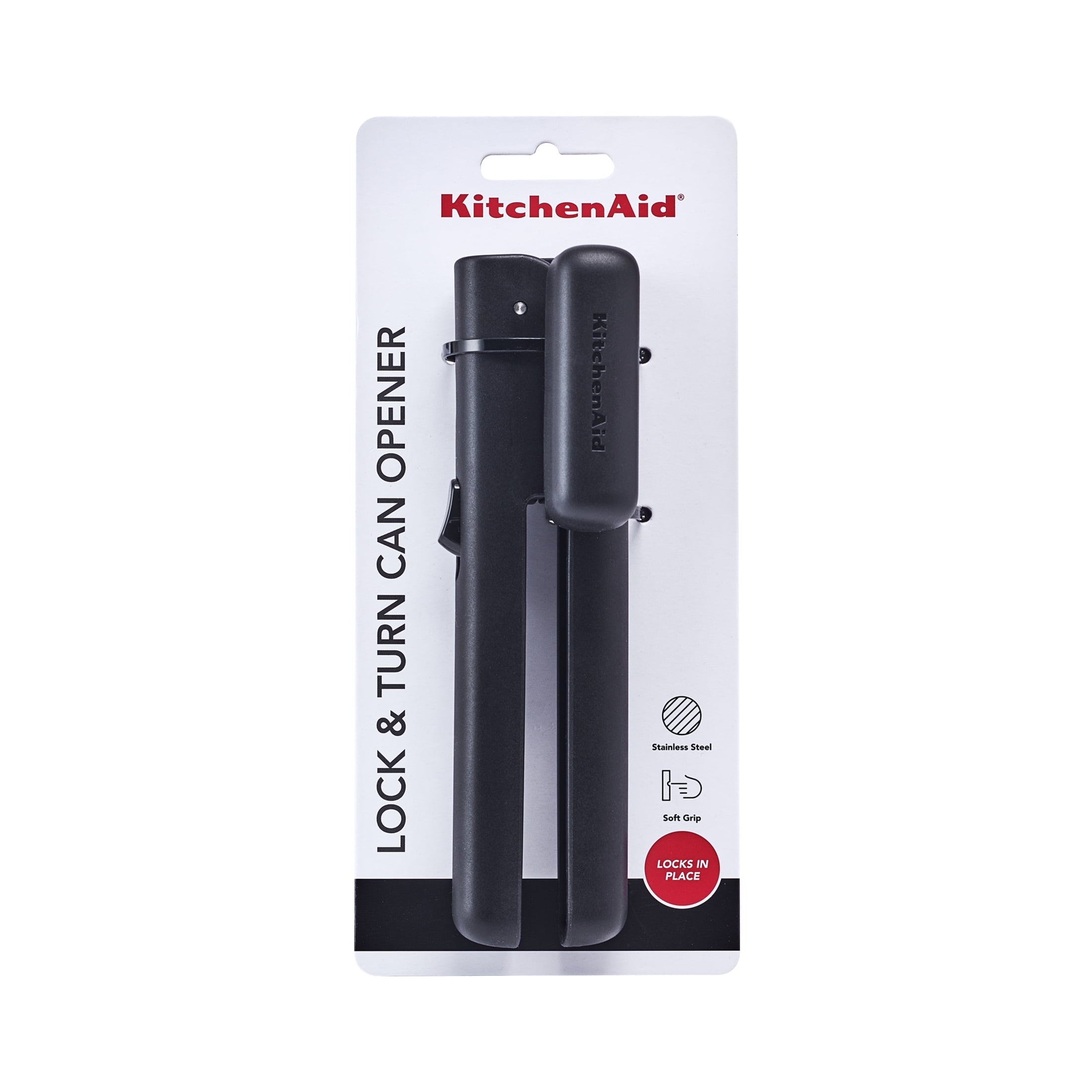 Stainless Steel Manual Can Opener with Locking Handles, Black
