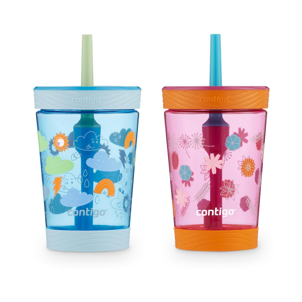 Kids Spill-Proof Tumbler with Straw, 14oz - Wildflowers & Clouds