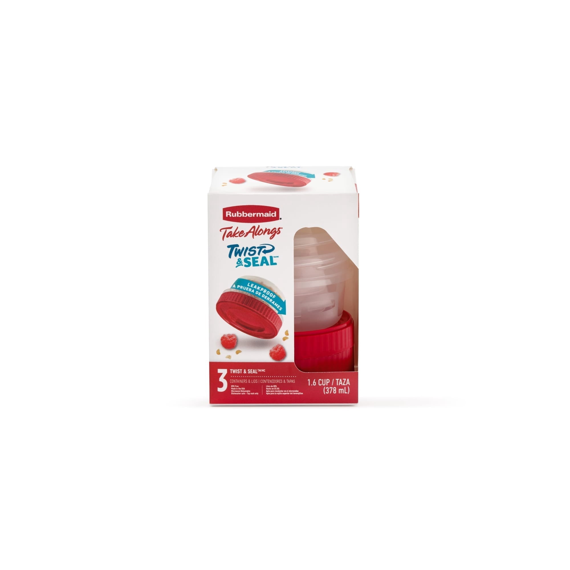 (3 pack) & Seal 1.6-Cup Food Storage Containers, Ruby Red, 3 pack