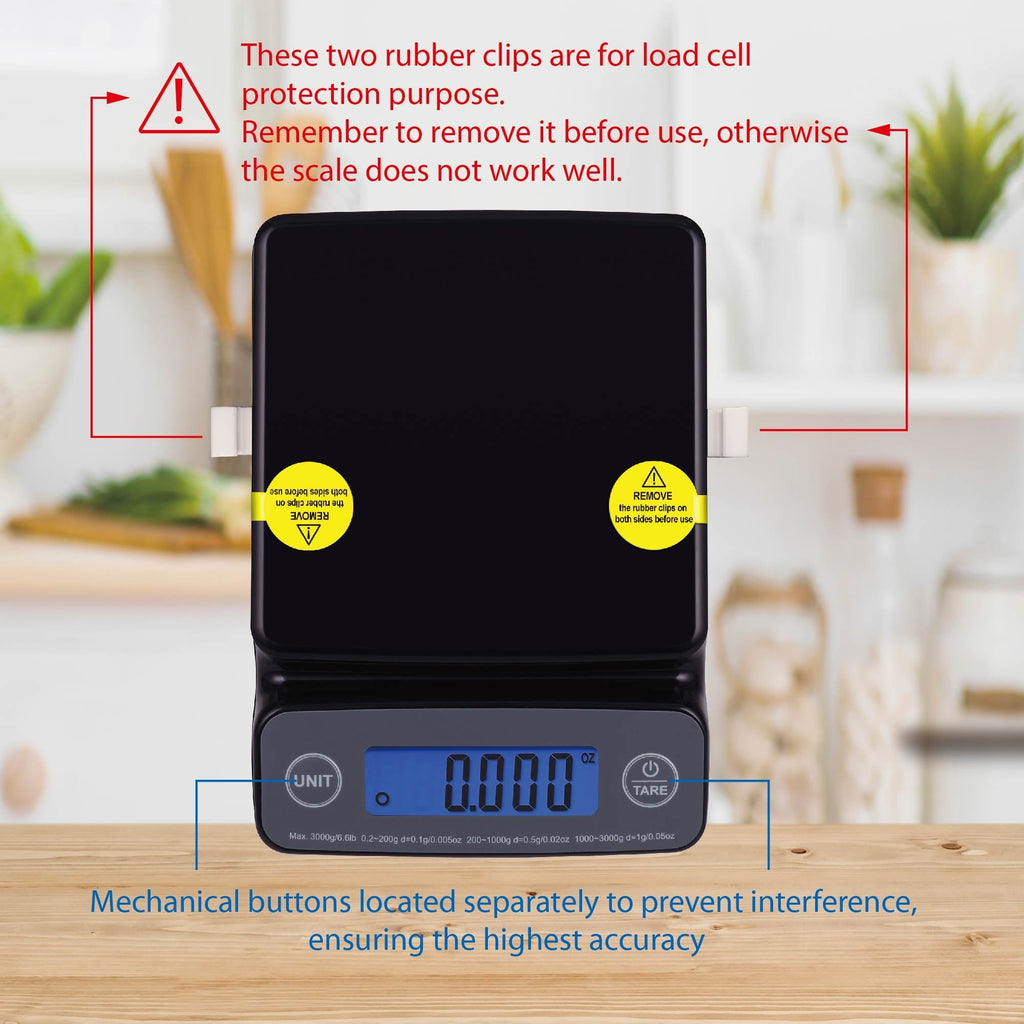 High Precision Digital Kitchen Scale with Blue Backlit, Black