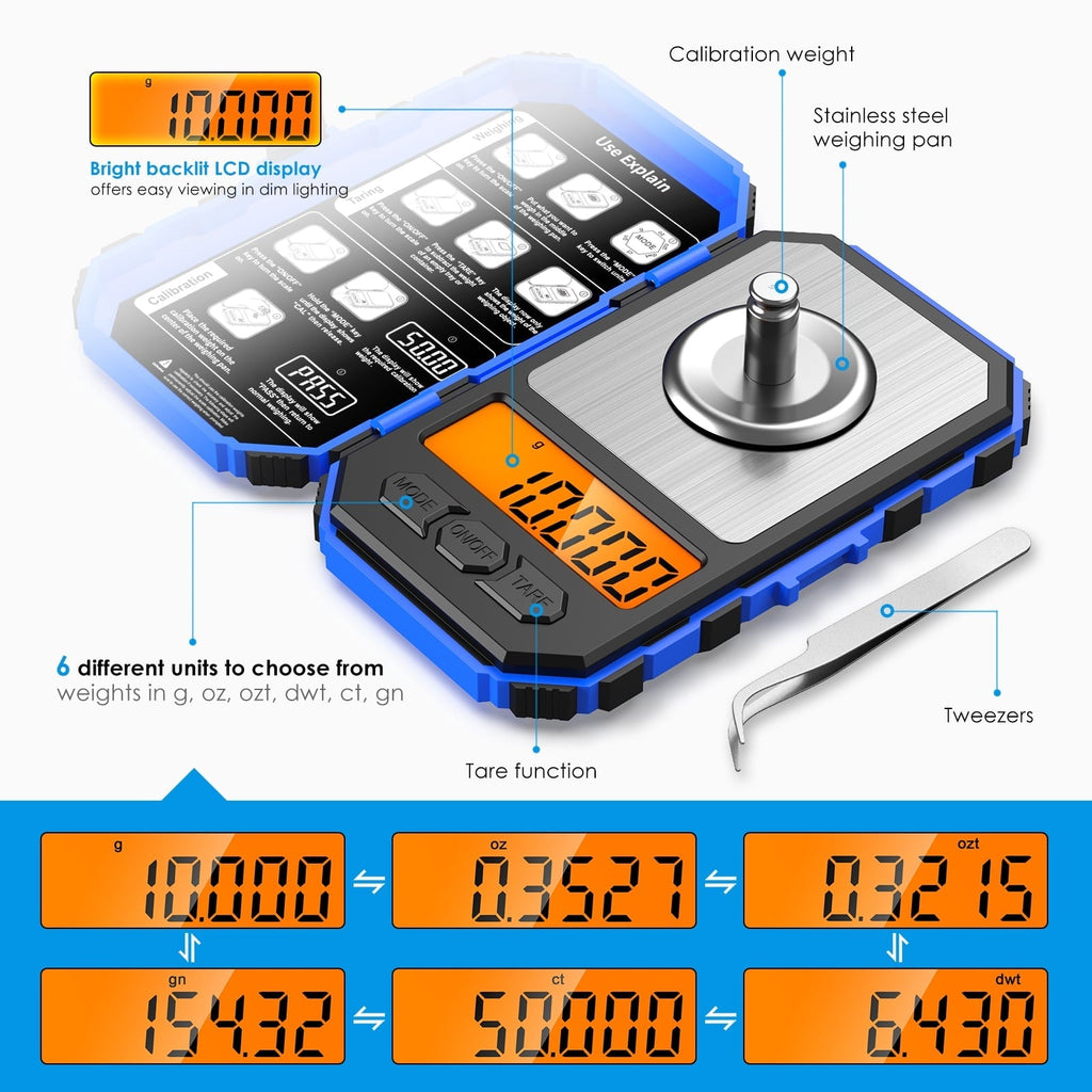 Scale for Kitchen, Digital Scale 20g-0.001g Pocket Scale Electronic Smart Scale with 20g Calibration Weight Mini Scal...
