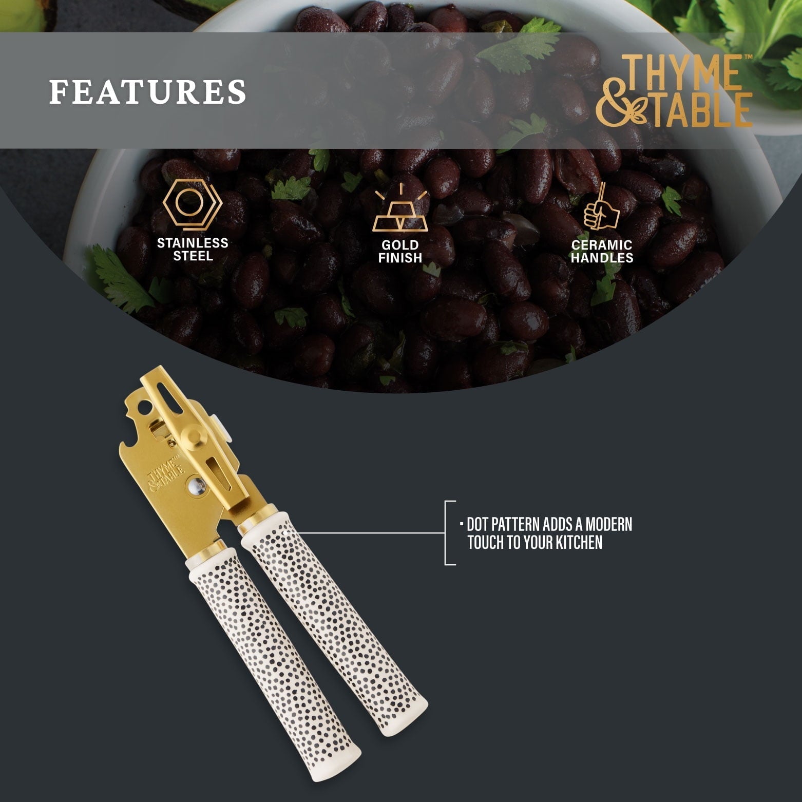 Can Opener with Ceramic Dot Handle