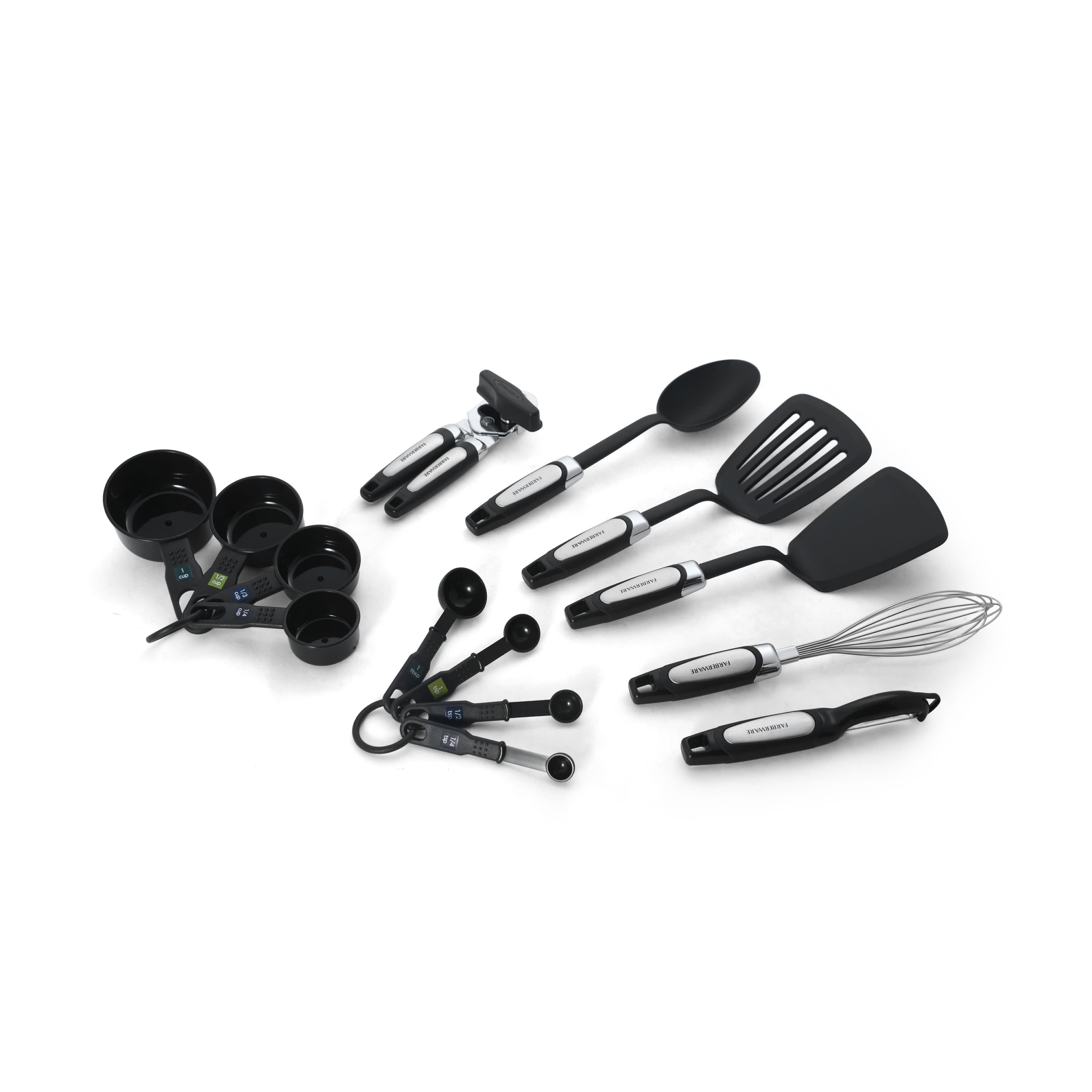 Professional 14-Piece Kitchen Tool and Gadget Kitchen Utensil Set in Black