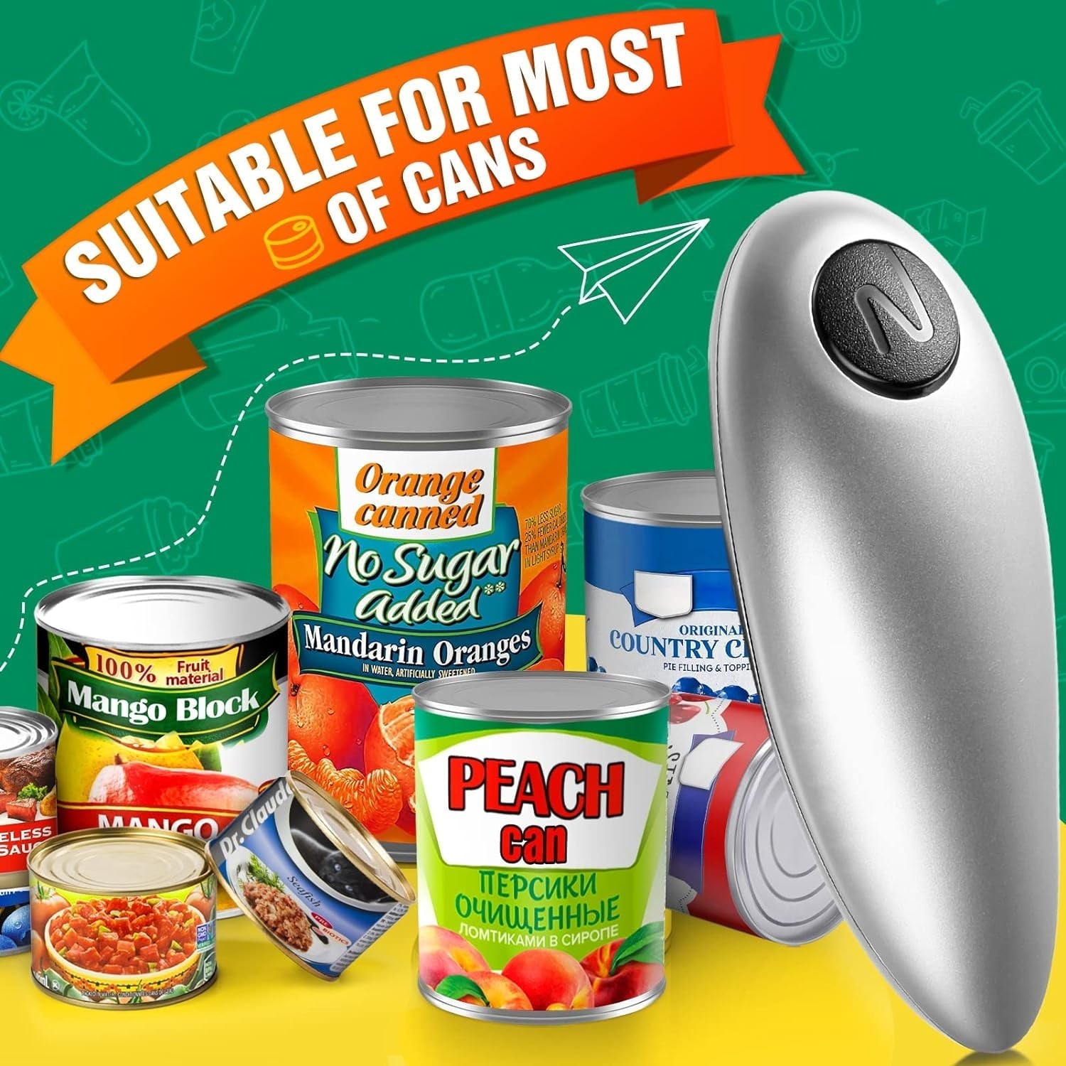 Electric Can Opener, One Touch Automatic with No Sharp Edges, Best Kitchen Gadget