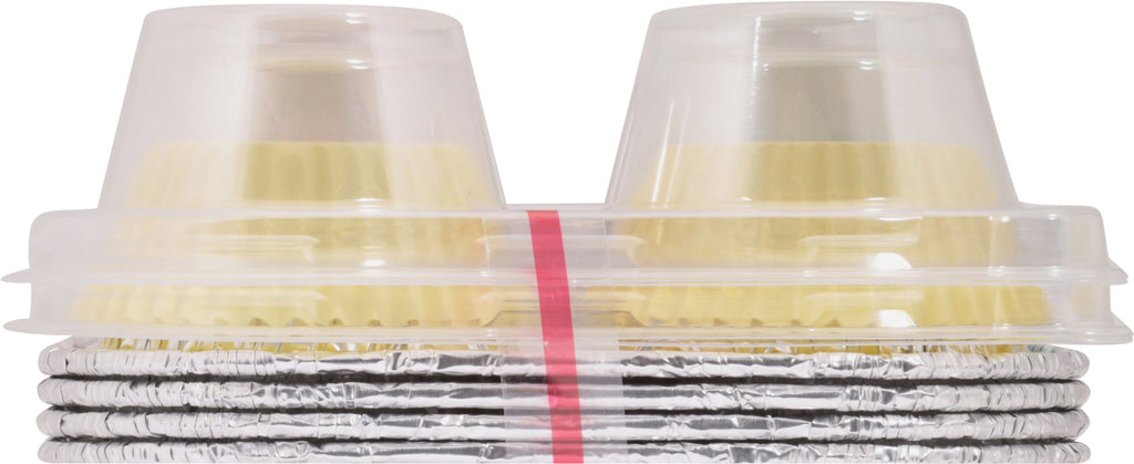 6 Cup Aluminum Muffin Pan with Liners and Lid (4 Pack)