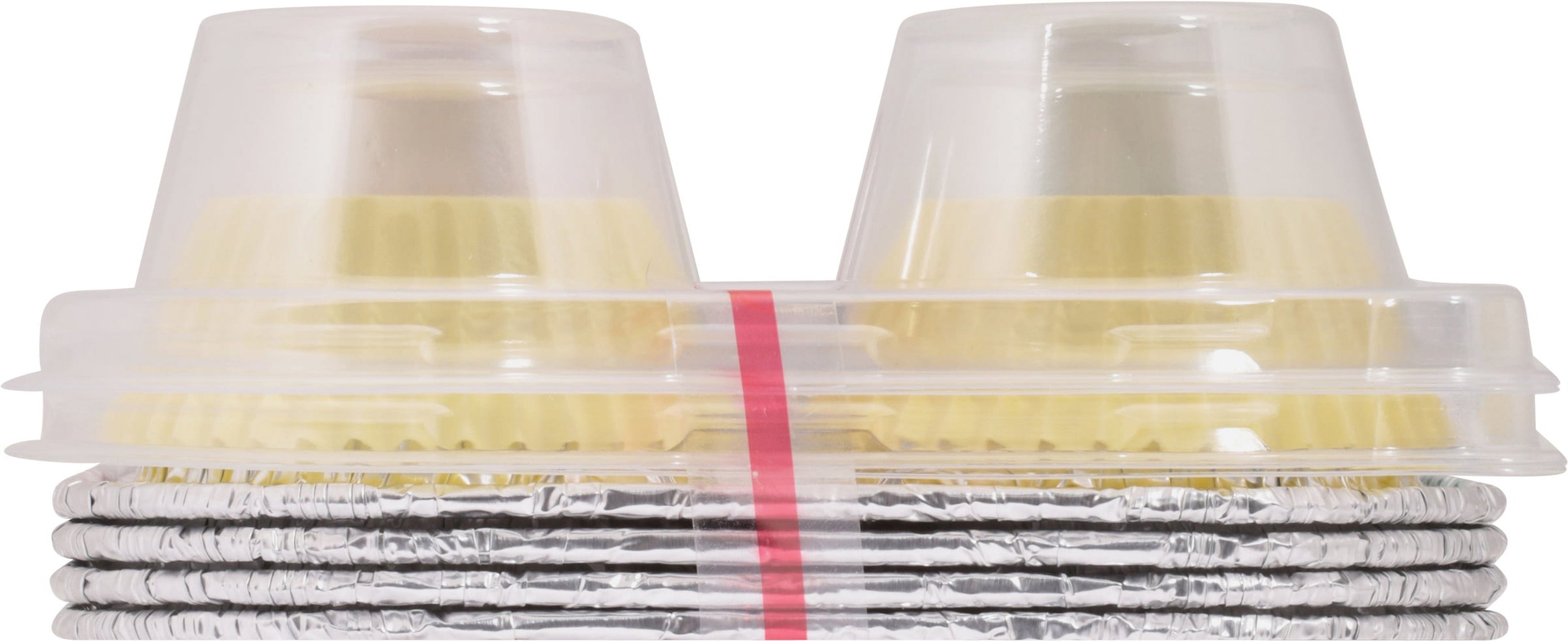 6 Cup Aluminum Muffin Pan with Liners and Lid (4 Pack)