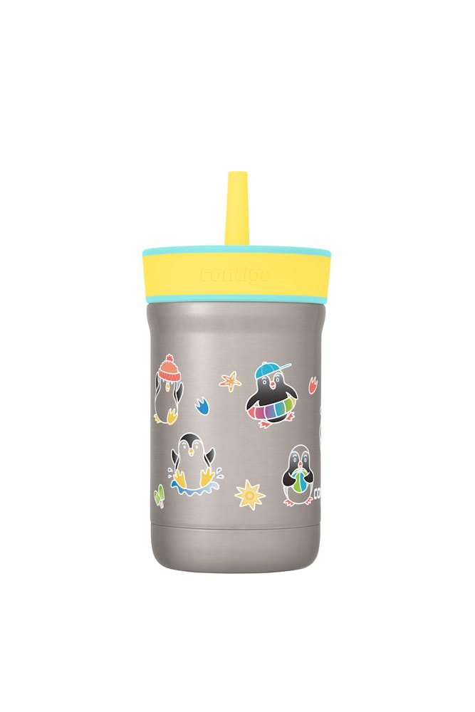 Contigo® Kids Leighton Spill-Proof Stainless Steel Tumbler with Straw, 12oz. - Jade Vine Penguin Plunge