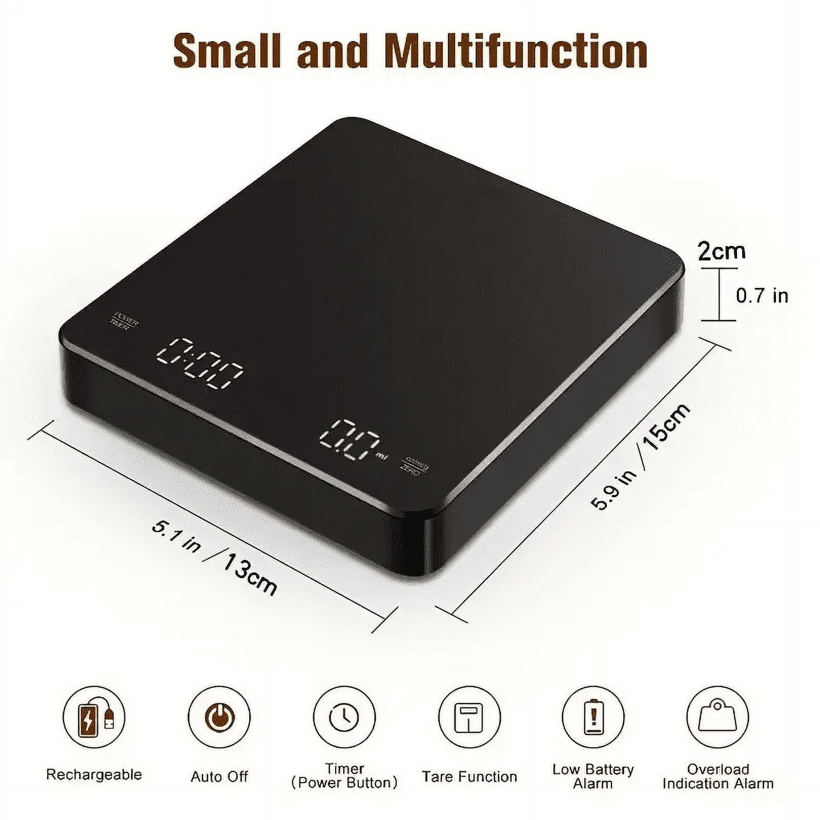 Digital Coffee Scale with Timer LED Screen Espresso USB 3kg Max.Weighing 0.1g High Precision Measures in Oz/ml/g Kitc...