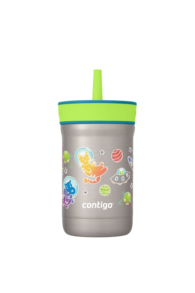 Contigo® Kids Leighton Spill-Proof Stainless Steel Tumbler with Straw, 12oz. - Cool Lime Space Craft