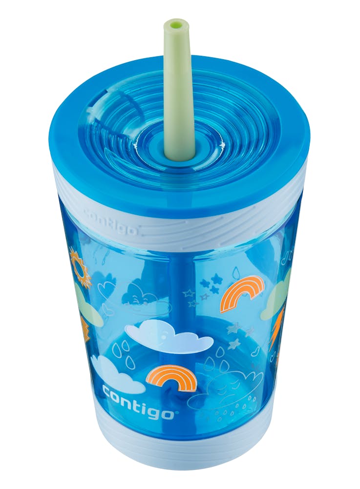 Kids Spill-Proof Tumbler with Straw, 14oz - Wildflowers & Clouds