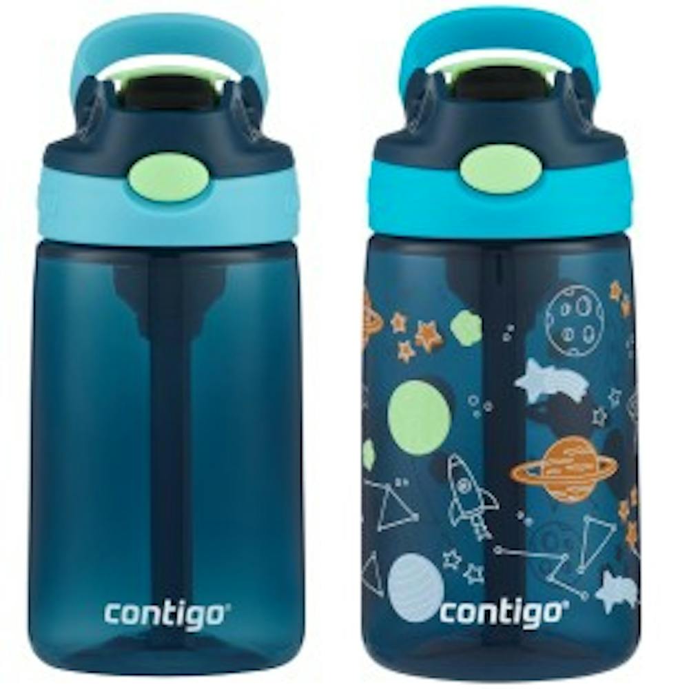 Contigo® Kids Water Bottle with Redesigned AUTOSPOUT® Straw, 14 oz, 2 pack - Blue Raspberry & Cosmos