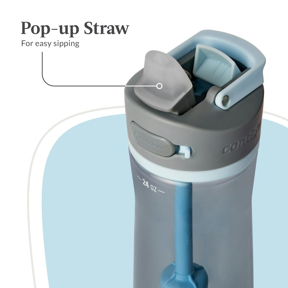 Contigo® Wells Plastic Filter Water Bottle with AUTOSPOUT® Straw Lid and Replacement Filter, 24 Oz. - Dark Ice & Purity