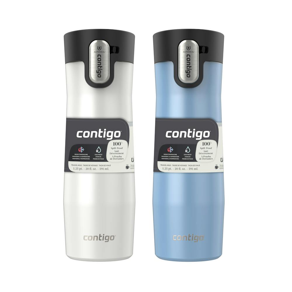 Contigo® West Loop 3.0 Stainless Steel Travel Mug with AUTOSEAL® Lid, 20oz, 2-Pack - Salt Frosted Pearl & Glacier Frosted Pearl
