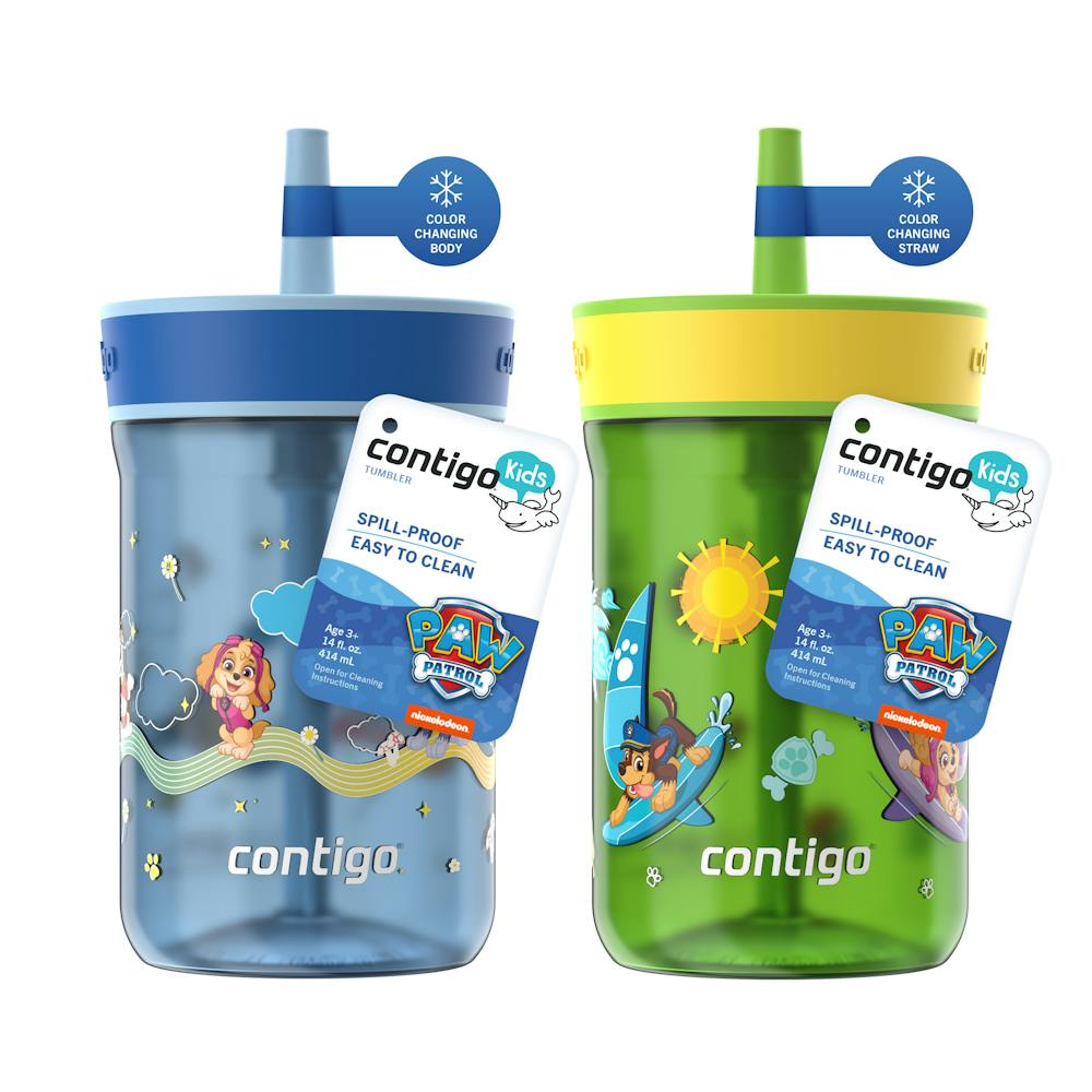 Contigo® Kids Leighton Spill-Proof Tumbler with Straw, 14 oz, 2pk - Cool Lime & Glacier