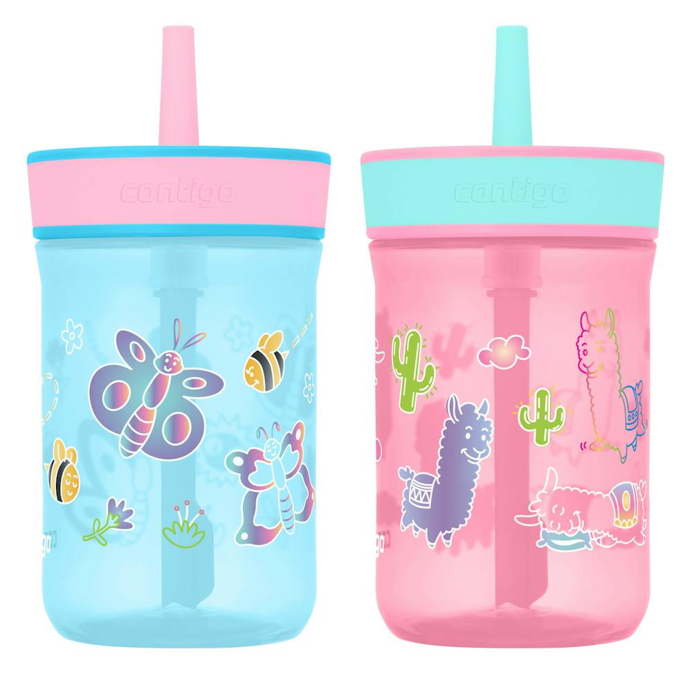 Kids’ Leighton Straw Tumbler with Spill-Proof Lid, 14oz - Butterflies and Honeybees & Llamas