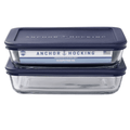 Glass Food Storage Containers with Lids, 3 Cup Rectangular, Set of 2