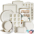 Bakeware Set, 21-Piece Baking Pans Set Kitchen Carbon Steel Baking Sheet Pans with Silicone Handles, Cookie S...