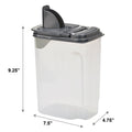 3.5 QT Plastic Food Dispenser, Clear with Gray Lid (1 Each) 7.5" L x 3.75" W x 9.25" H, Designed to Help wi...