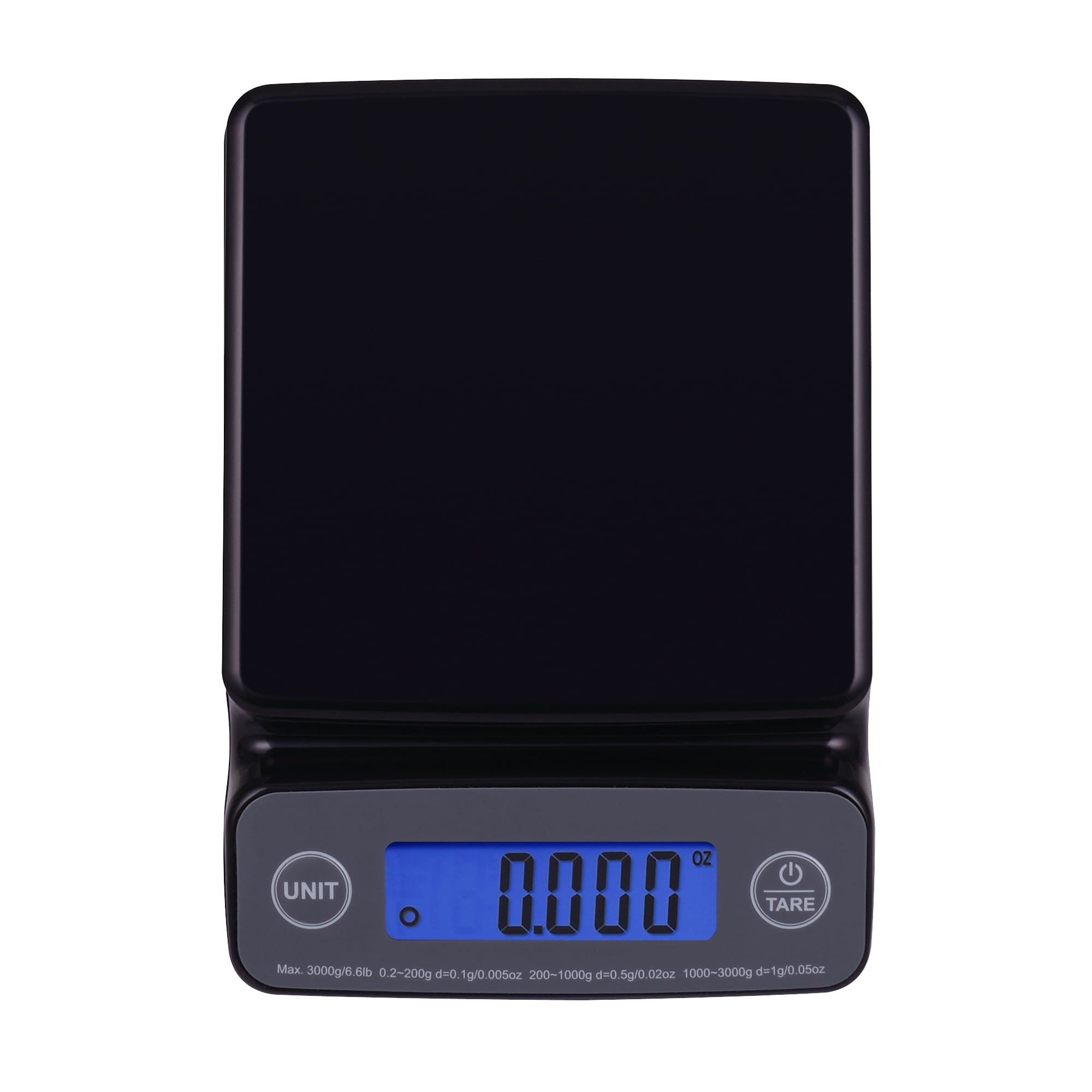 High Precision Digital Kitchen Scale with Blue Backlit, Black