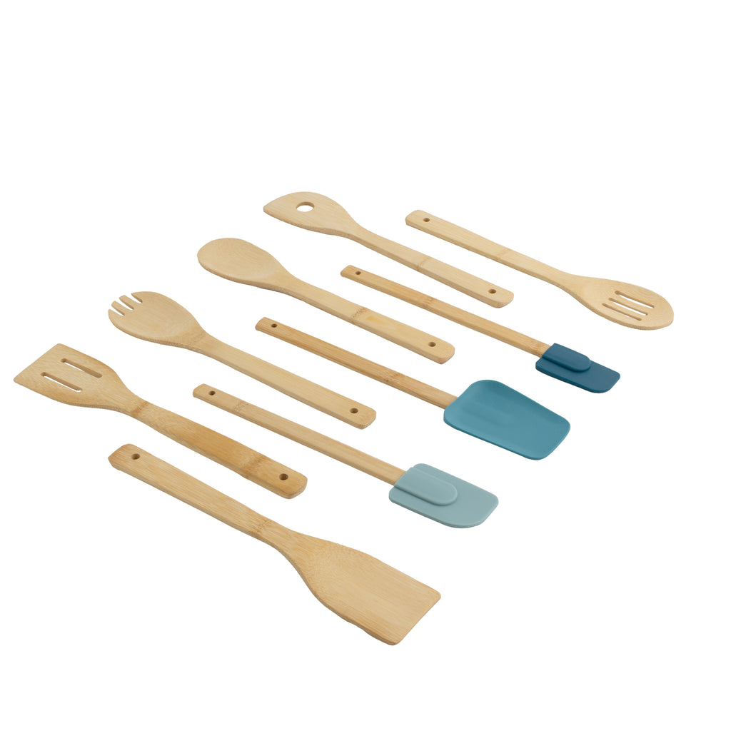 9-Piece Bamboo Gadgets Kitchen and Cooking Utensil Sets, Blue