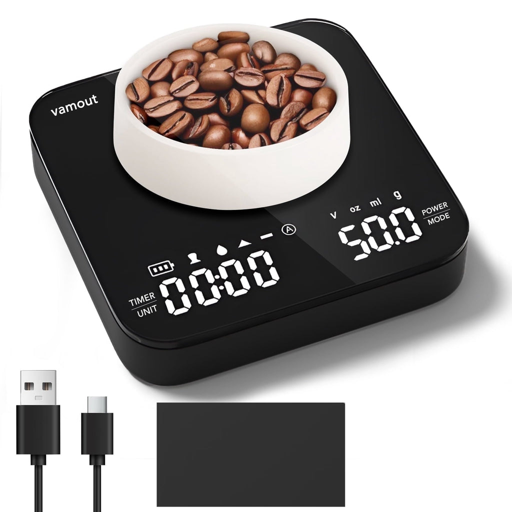 Coffee Scale with Timer, Rechargeable Mini Espresso Scale, 2kg/0.1g Accurate Food Scale for Pour-Over and Espr...