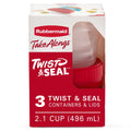 2.1-Cup Twist & Seal Food Storage Containers, Ruby Red, 3 pack