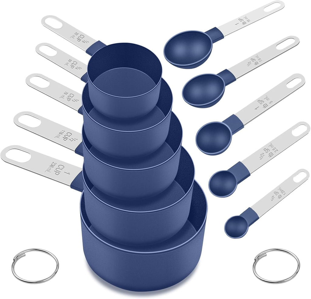 Stackable Measuring Cups & Spoons Set - Nesting Design with Stainless Steel Handles, Space-Saving Kitchen Gadg...