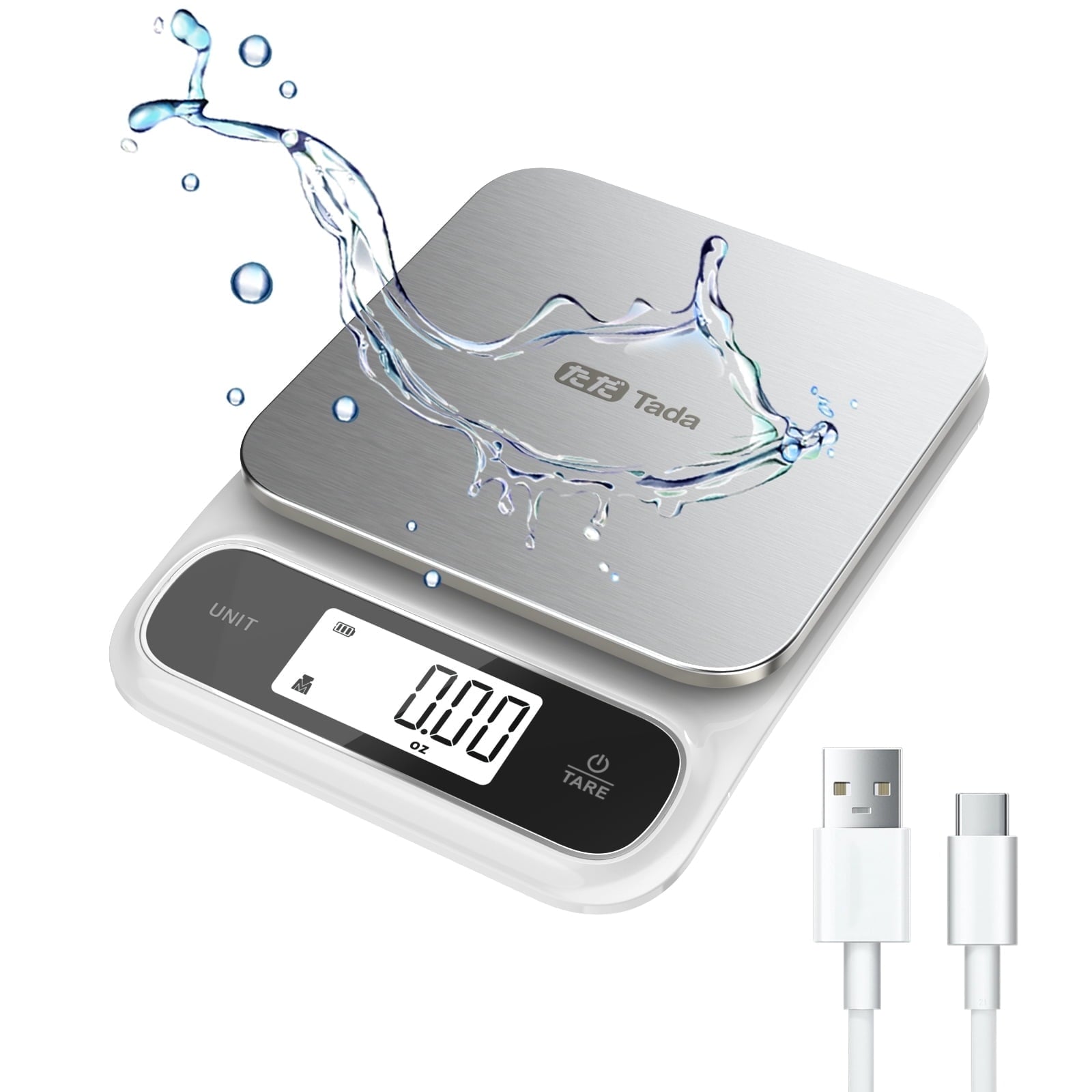 22 lb Food Kitchen Digital Scale with 0.05oz Precision Waterproof, Type-C Charging, Ounces and Grams for We...