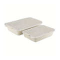 4-Piece Stoneware Casserole Dish Bakeware Set, Includes Lids, 9"x13" , 7"x10" Bakers With Lids , White Ribbed