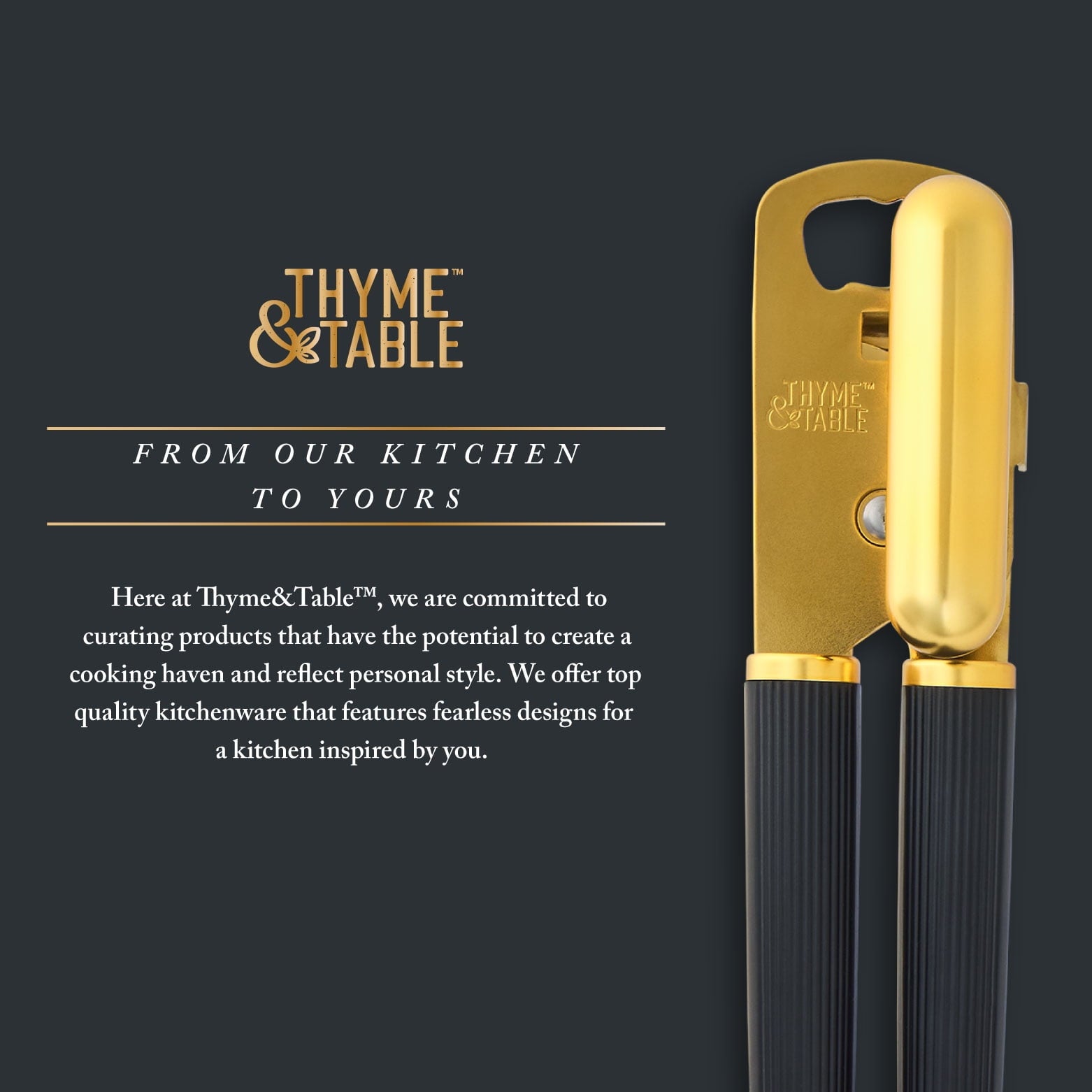 Stainless Steel Manual Can Opener with Gold Finish