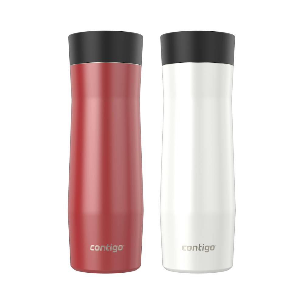 Contigo® West Loop 3.0 Stainless Steel Travel Mug with AUTOSEAL® Lid, 20oz, 2-Pack - Goji Berry Frosted Pearl & Salt Frosted Pearl