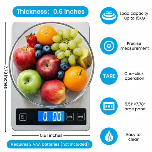 22lb Digital Kitchen Scale,Food Scale Measures in Grams and Ounces for Weight Cooking Baking,1g/0.1oz Precise Graduat...