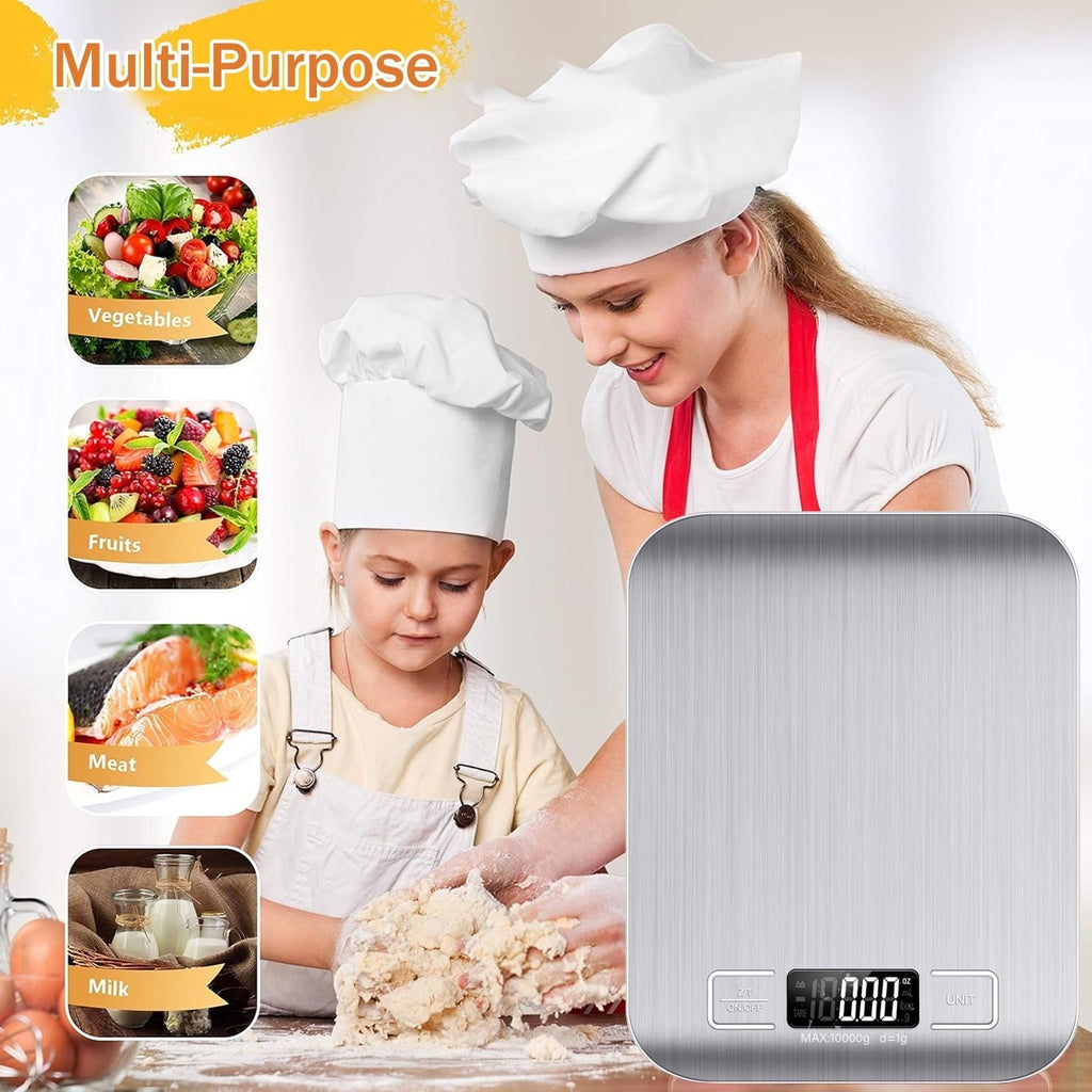 Food Scale, 22lb Kitchen Scale with 4 Units Tare Function & LCD Display, 0.1oz/1g Stainless Steel Digital Food Scale ...